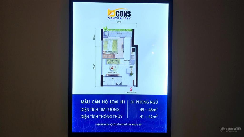 Bán căn hộ chung cư bcons center city, 2,7 tỷ, 42m2, view đẹp tại thống nhất, p đông hòa, dĩ an