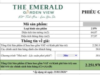 Bán căn hộ 2pn2wc giá 2tỷ250 tt trước 30%= 675tr sau đó mỗi tháng tt 9 triệu/tháng tới khi nhận nhà
