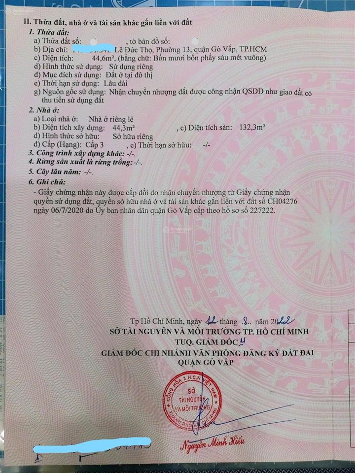 Bán gấp nhà hxh 8m lê đức thọ quận gò vấp