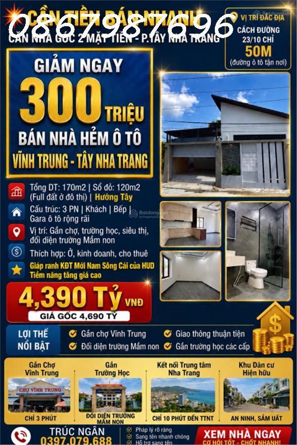 [SIÊU PHẨM CĂN GÓC] NHÀ MỚI ĐẸP ĐỐI DIỆN TRƯỜNG MẦM NON VĨNH TRUNG – TÂY NHA TRANG – ĐẤT