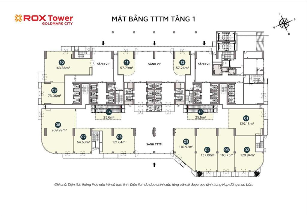 Bán gấp sàn văn phòng hạng a 138m2 giữa trung tâm mỹ đình tòa rox tower goldmark city