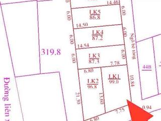 Xã hợp tiến
 thôn gò mái  diện tích 99m
 lô góc mặt tiền 7,75m hậu 7,78m nở hậu.
