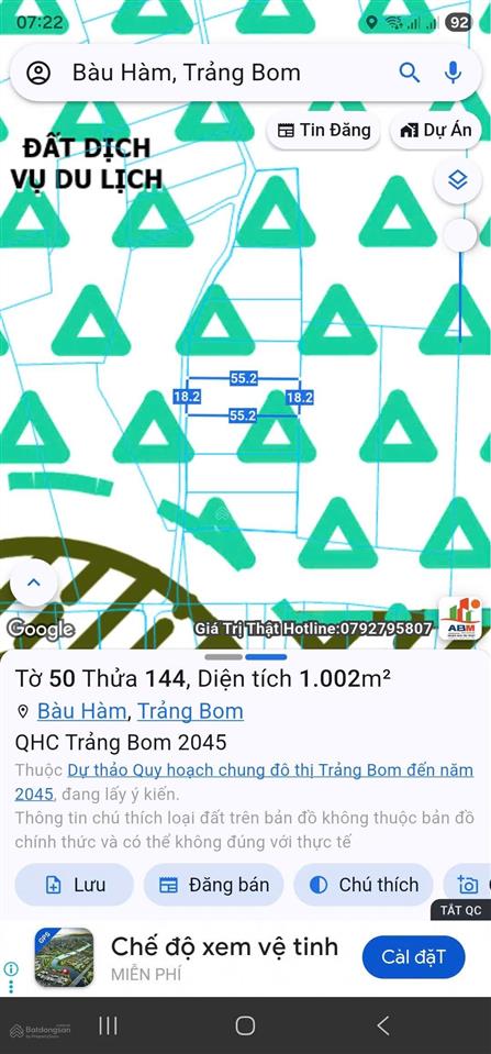 960 triệu sở hữu 1000m đất trồng cây gần hồ trị an đồng nai, quy hoặch du lịch tmdv