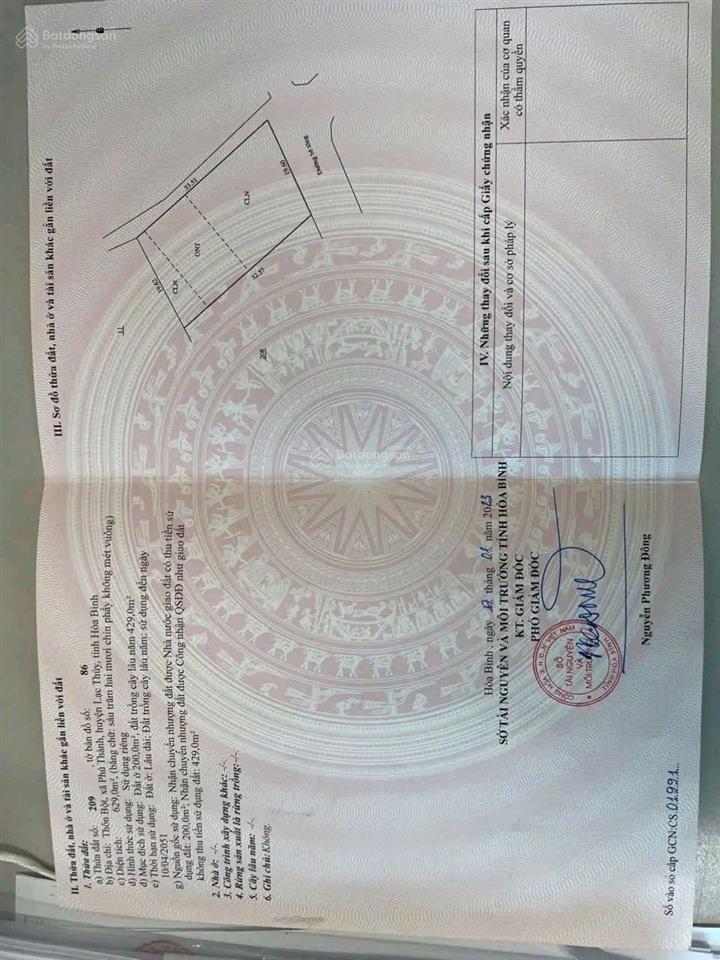 Bán đất tại xã phú thành, lạc thủy, hòa bình, giá cực chất 2,7 tỷ, 629m2