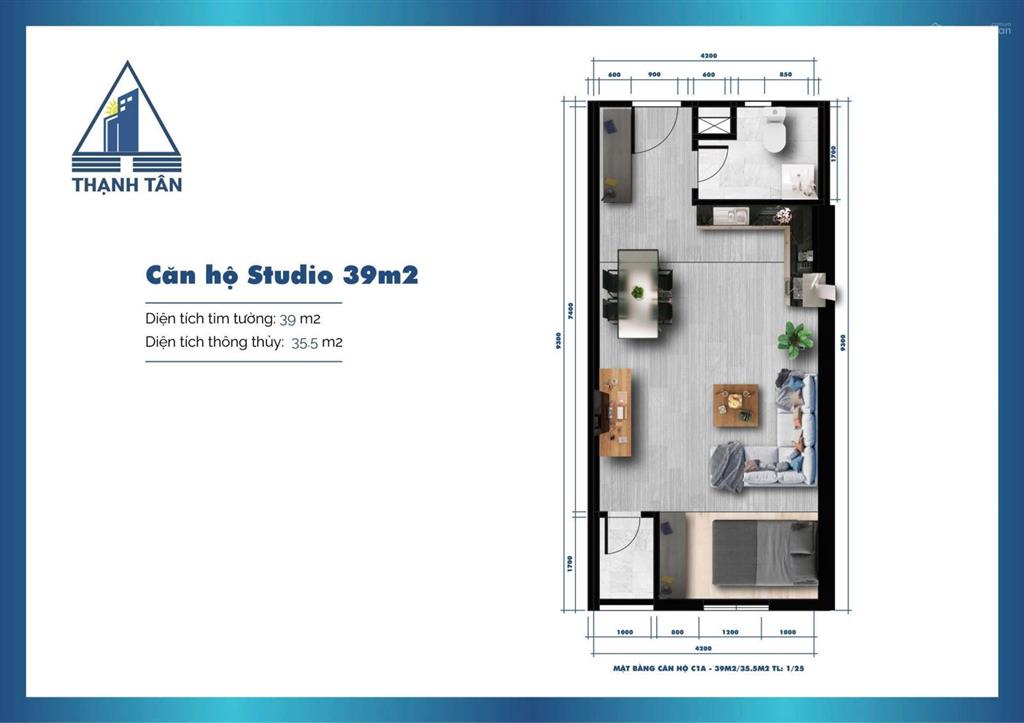 Căn hộ 39m2 full nội thất 933 triệu vnd