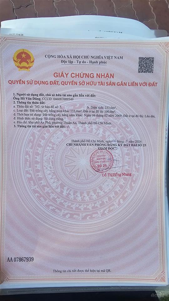 Đất mặt tiền an sơn 14 diện tích 233m2 thổ cư 100m2