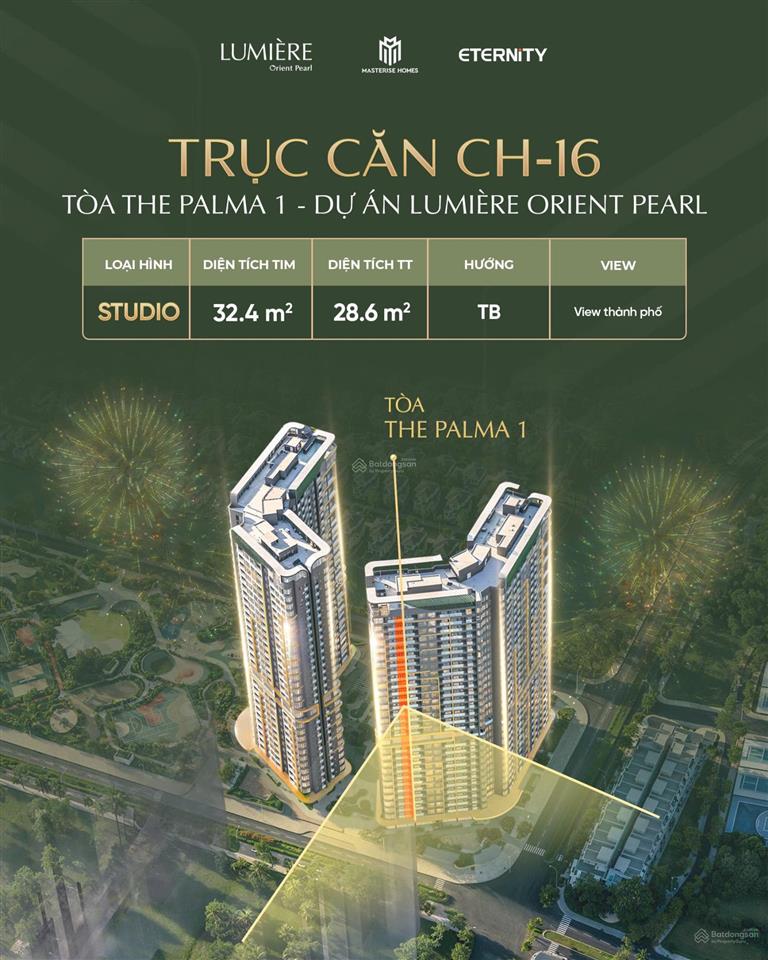 Studio  1 phòng ngủ lumiere orient pearl tầng trung giá rẻ hơn hđmb 100 triệu