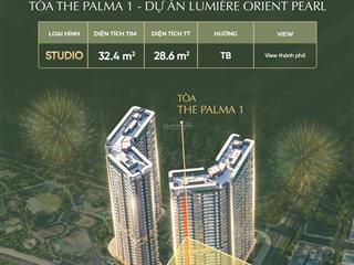 Studio  1 phòng ngủ lumiere orient pearl tầng trung giá rẻ hơn hđmb 100 triệu
