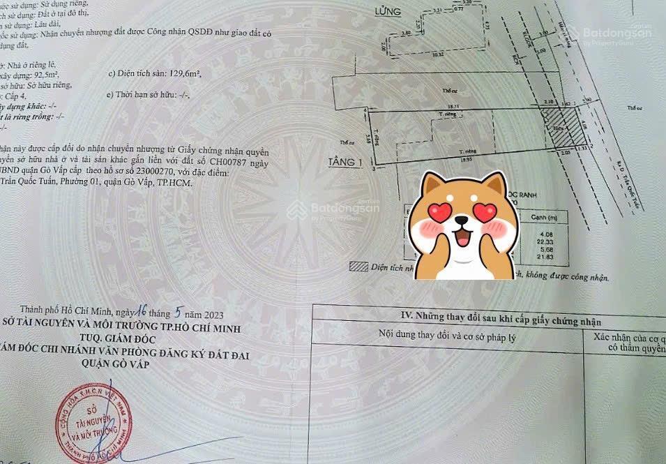 Trung tâm p1 trần quốc tuấn dt 4,1x23m nh 5,7 cn 92.5m2 cách mt 1 căn cho thuê 15tr/tháng 9,4 tỷ