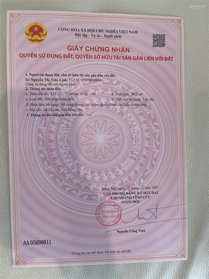 Còn vài lô sổ sẵn gần đường 767 80m2, 650tr xã vĩnh tân ( tân an )