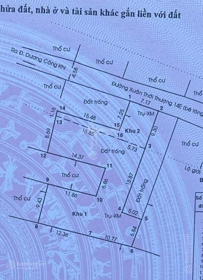 Hóc môn, chỉ 13.38tr/m2, tổng 523m2, có 432m2 thổ cư, đường ô tô, khu dân cư. ô tô tận đất