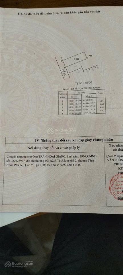 Chỉ 4.5 tỷ, 75m2 ngang 5m, ô tô đỗ cửa khu cao tầng, tân phú q9 cũ