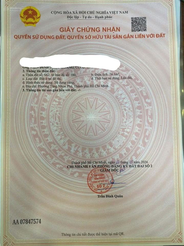 Siêu phẩm an cư & đầu tư 76,1m2 đất trống tân phú tp. thủ đức, xây cao tầng, giá tốt nhất khu vực