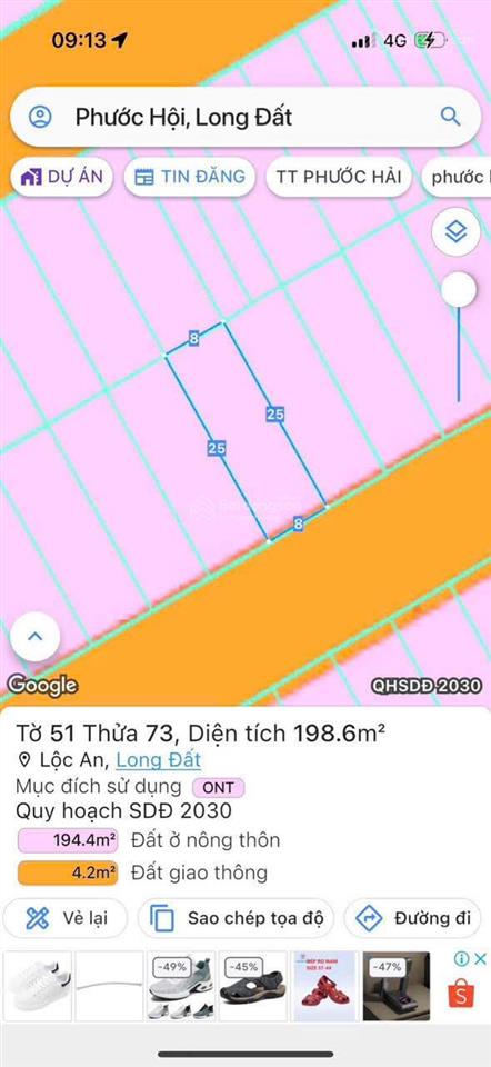 Đất biển lộc an  đất đỏ  brvt
