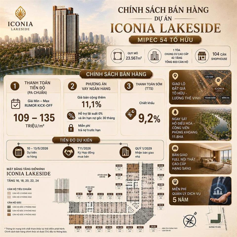 Bán cc iconia lakeside, 112 triệu/m2, 74m2, 2pn, 2wc, đẹp, nhiều tiện ích tại nam từ liêm, hà nội