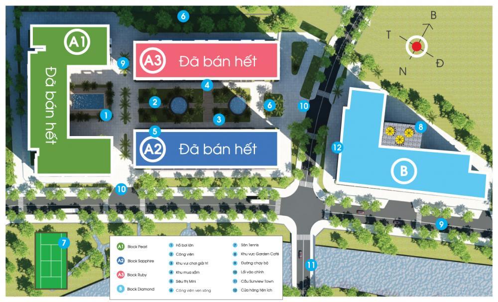 Bán căn hộ chung cư sunview town giá rẻ 2pn2wc đã có sổ hồng