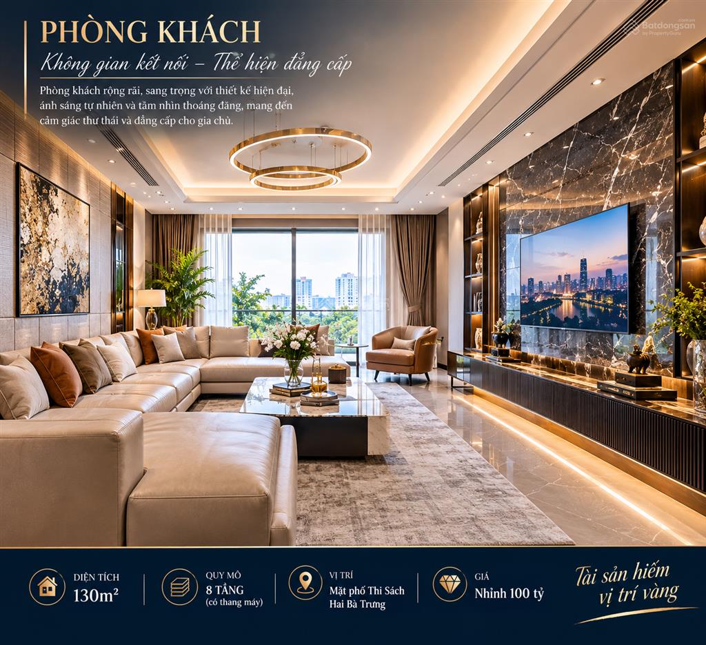 Bán siêu phẩm tòa mp thi sách 130m 8 tầng thang máy, mt 6.5m giá nhỉnh 100 tỷ.  0968 398 ***