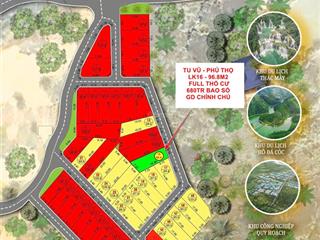 Cần bán lô đất 96,8m2, full thổ cư, mặt tiền 5m18, nở hậu. đường rộng 2 oto tránh.  0868 536 ***