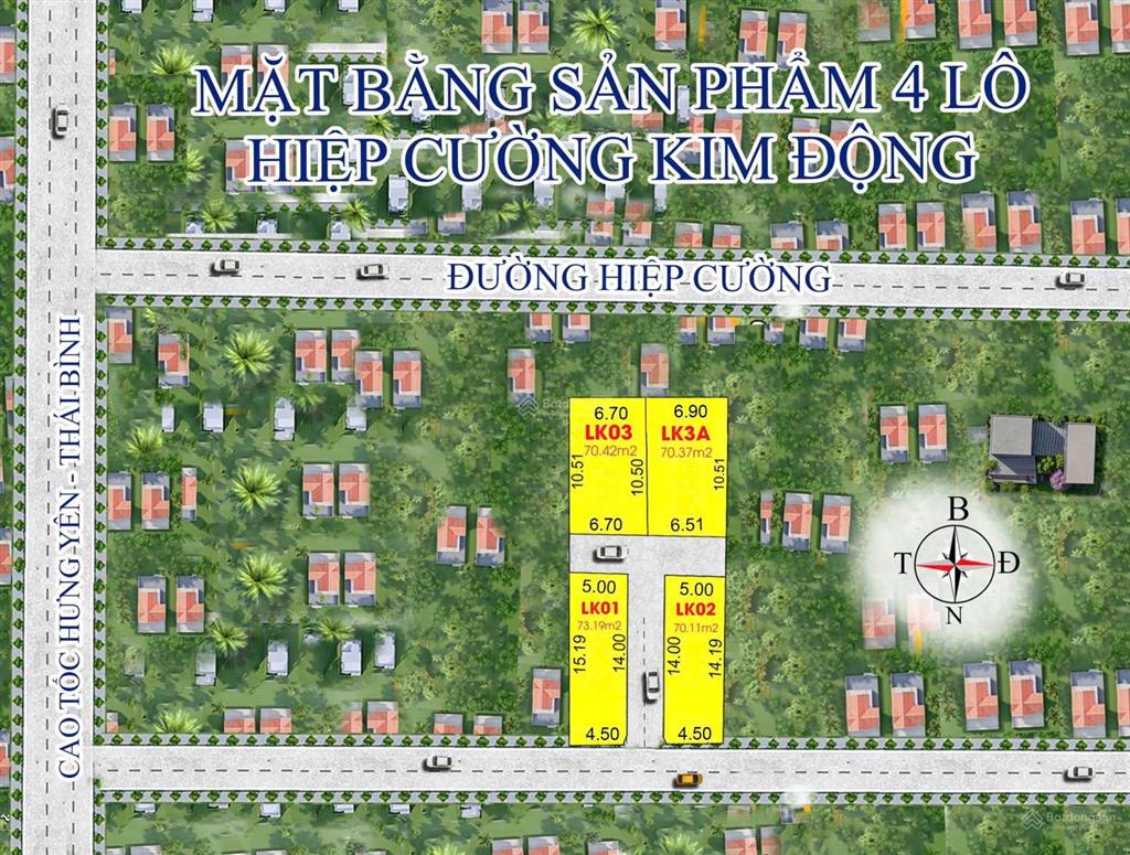 70.4m2 full thổ cư tại hiệp cường, kim động, hưng yên chỉ 1tỷ2  0944 874 ***