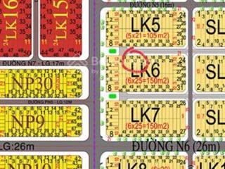 Chính chủ bán đất lk 6, dự án hud, nhơn trạch, đồng nai, 150 m, mặt tiền 6 m, sổ đỏ cc ngay