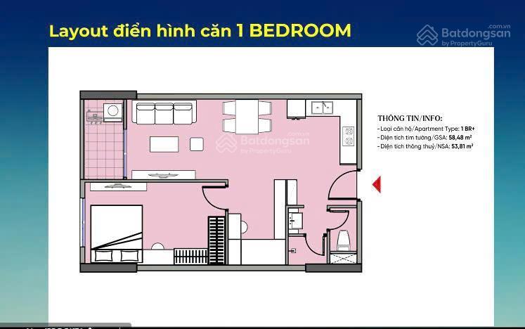 Hot! căn hộ 1pn+ 53.3m2 sân vườn tại sun four s tower, tầng cao, view thoáng, hướng đông nam