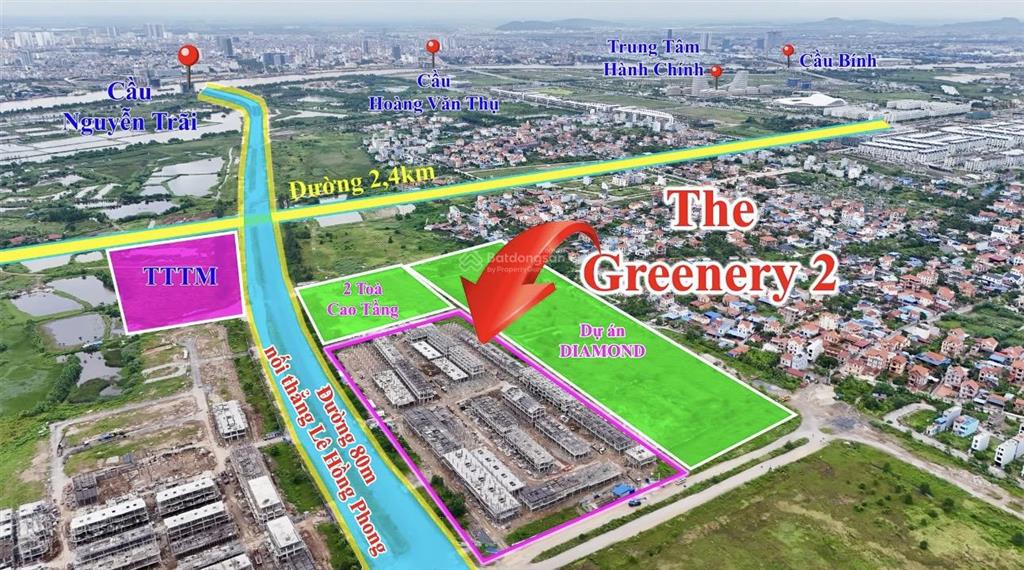 Bán nhà lk tuyến 1 mặt đường lê hồng phong kéo dài, dự án the greenery 2 hải phòng, 5,2 tỷ, 80m2