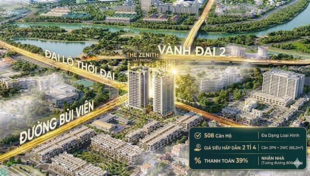 Chung cư cao cấp the zenith hải phòng giá chỉ từ 38 triệu/m2, nhận nhà với 39%