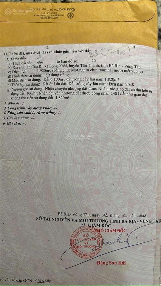 Mặt tiền đường nhựa sông xoài, diện tích 2sao, có 100m2 tc