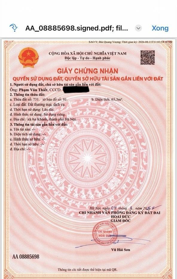 Đất dịch vụ 12,5ha xã an thượng (an khánh)