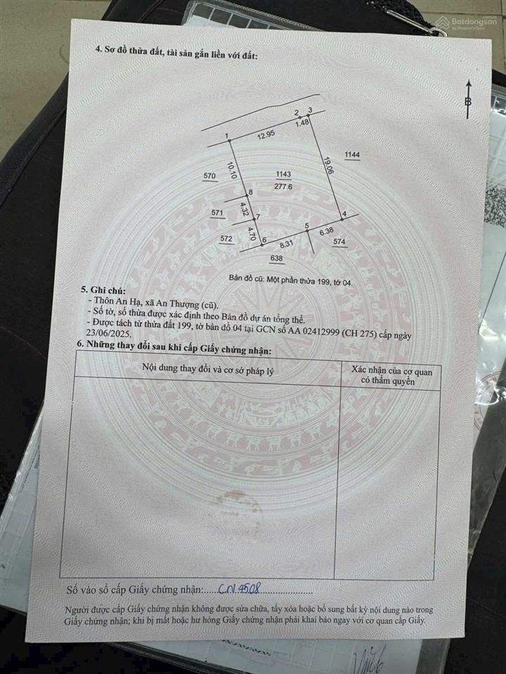 Đất thổ cư thôn an hạ, xã an thượng (an khánh)