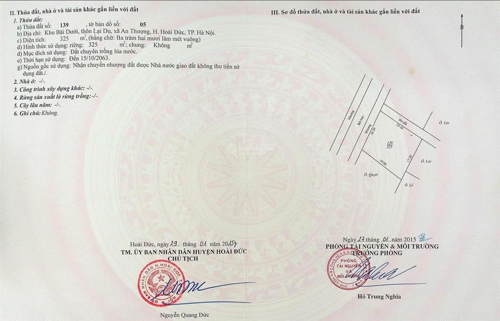 Đất nông nghiệp thôn lại dụ, xã an thượng (an khánh)