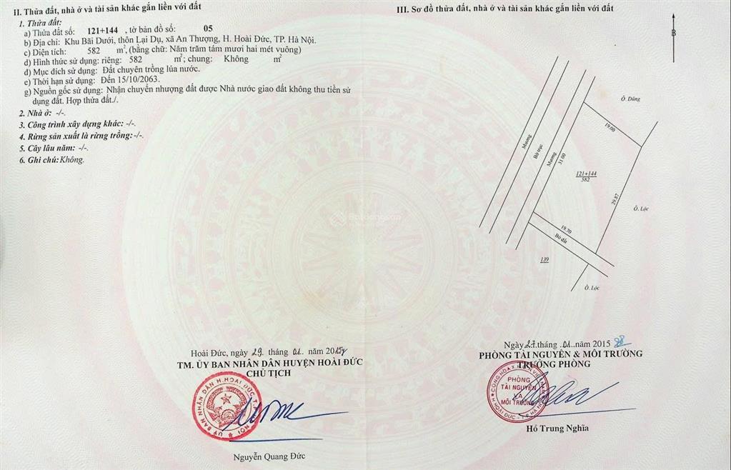 Đất nông nghiệp thôn lại dụ, xã an thượng (an khánh)