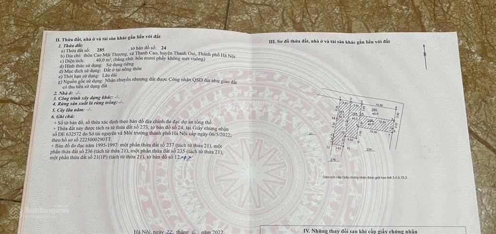 Cần bán gấp 40 m2 đất thanh cao thanh oai giảm 500 tr giá bán chỉ nhỉnh 2. xtỷ.  0968 687 ***