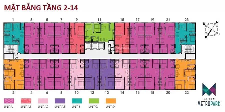 Căn hộ 3pn, 2wc tại sài gòn metro park, giá ưu đãi 3,5 tỷ, 69m2