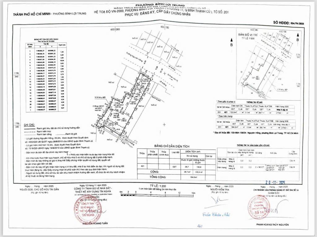 Chính chủ bán đất nguyên hồng, phường bình lợi tp. hcm, dt 155,6m², giá 29 tỷ