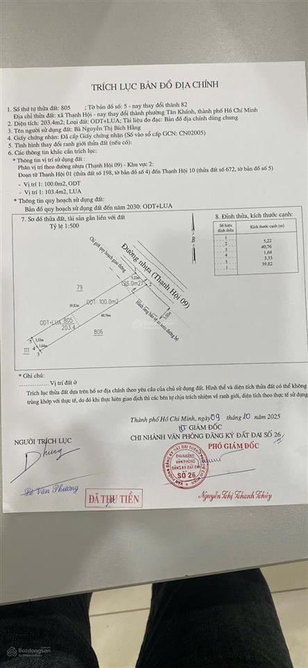 Bán đất tại thạnh hội 10, 1,69 tỷ, 132m2, thổ cư 60m hot! uy tín