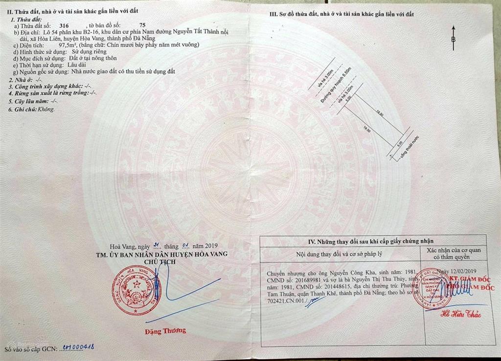 Chính chủ bán đất nam nguyễn tất thành đường 5,5m hướng đông nam gần công viên sạch đẹp