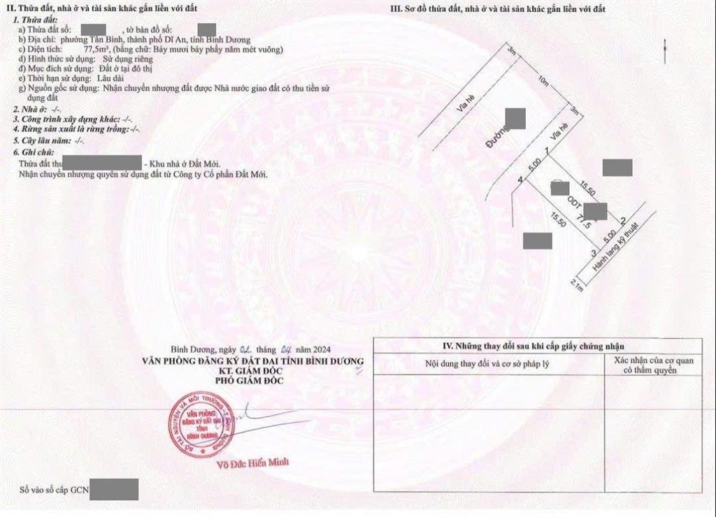 Đất 78m trục chính kdc đất mới, gần ngã tư chiêu liêu, phường tân bình, tp dĩ an.