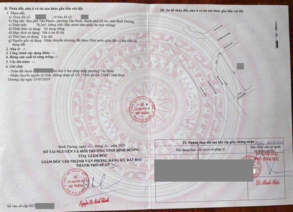 Đất 79m 2 mặt tiền kdc lê phong tân bình, phường tân bình, tp dĩ an