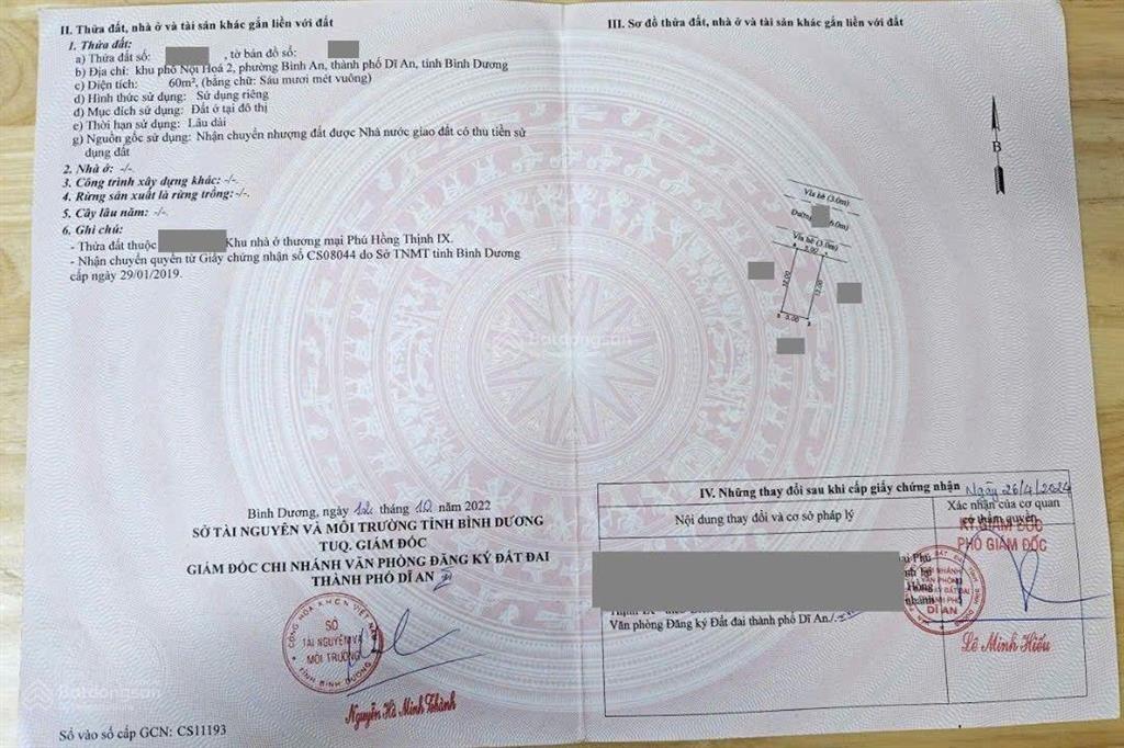 Đất kdc phú hồng thịnh 9, phường bình an, tp dĩ an