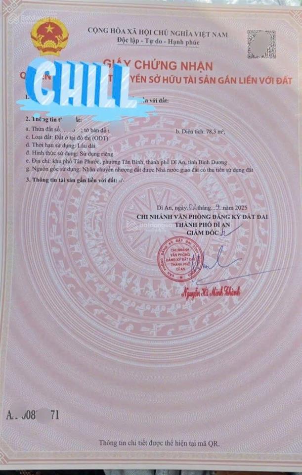 Đất 2 mặt tiền kdc lê phong tân bình, phường tân bình, tp dĩ an