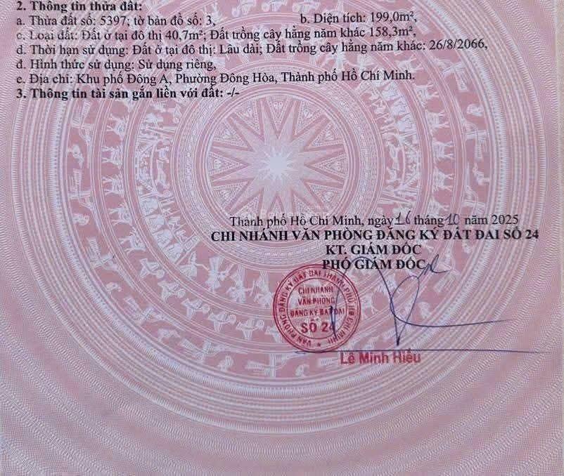 Đất 200m ngang 8.8m mặt tiền nguyễn công trứ , phường đông hòa, tp dĩ an.