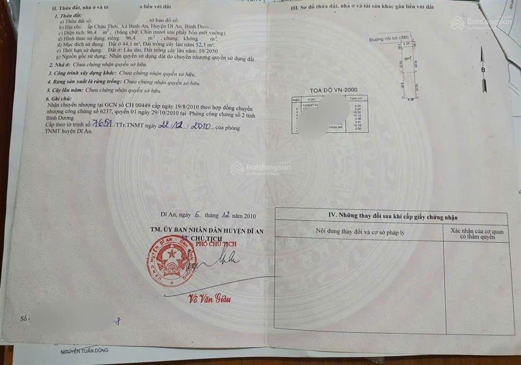 Nhà gần ngã tư bình thung, phường bình an, tp dĩ an