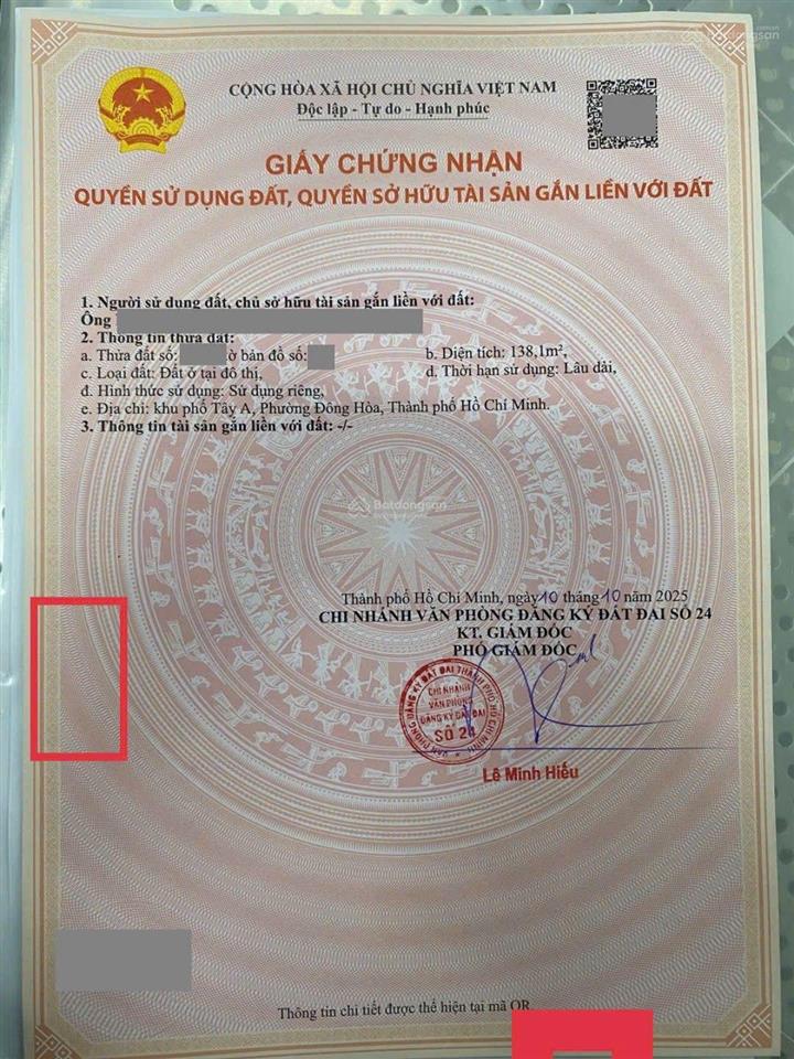 Nhà phố 138m ngang 6m kdc gần bigc go , phường đông hòa, tp dĩ an.