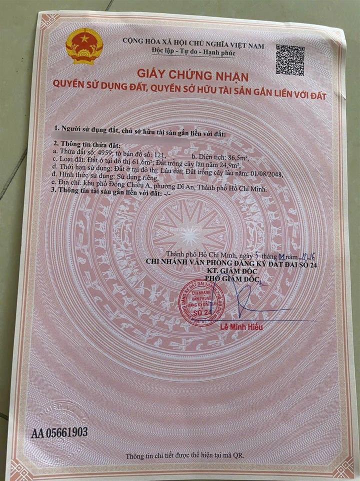 Nhà phố gần ngã 3 cây điệp, phường tân đông hiệp tp dĩ an
