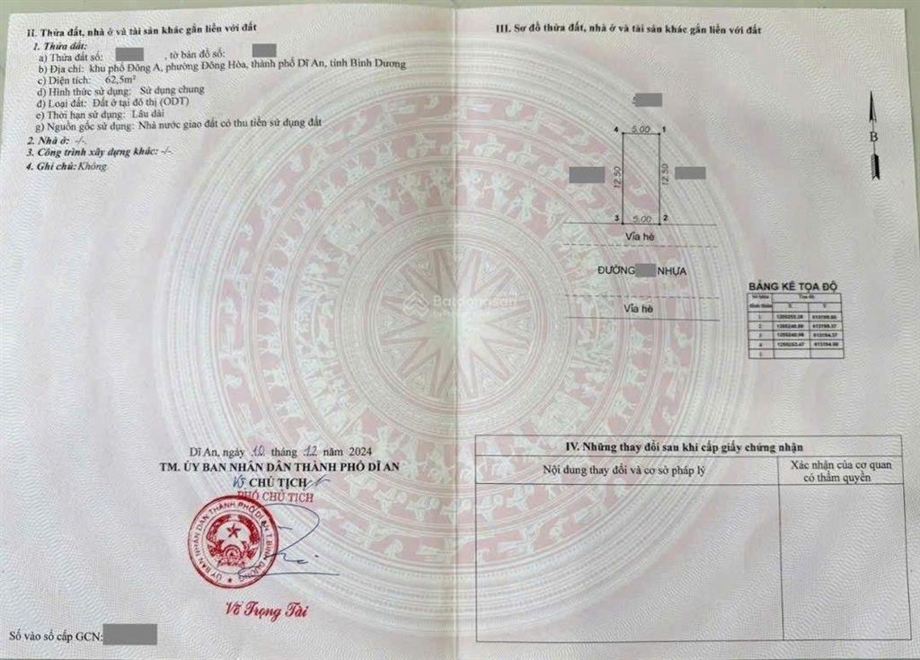 Đất đẹp khu tái định cư đông hòa c, phường đông hòa, tp dĩ an