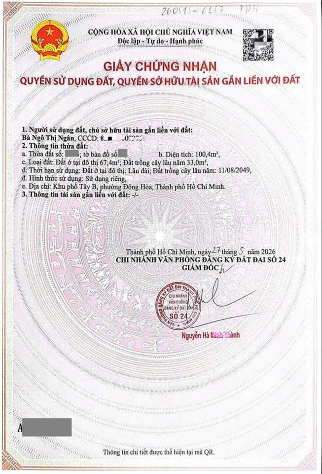 Đất đẹp mặt tiền kdc gần bigc go, phường đông hòa, tp dĩ an (p. đông hòa, tp. hồ chí minh)
