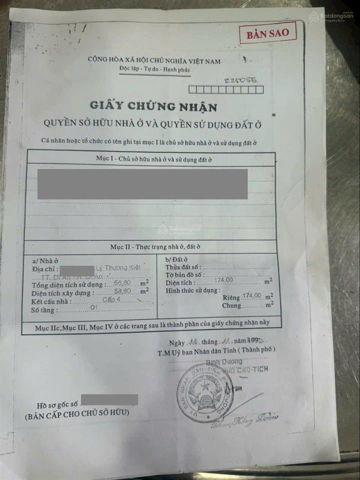 Nhà phố 174m2 mặt tiền đường nguyễn đức thiệu, phường dĩ an, tp dĩ an (p. dĩ an tphcm)