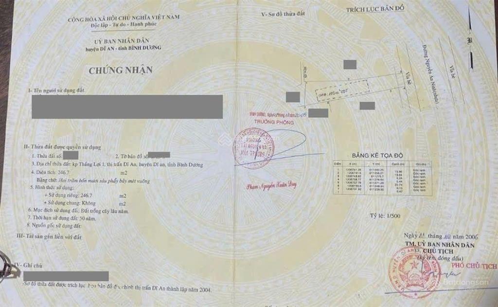 Nhà 252m2 mặt tiền đường nguyễn an ninh, phường dĩ an, tp dĩ an