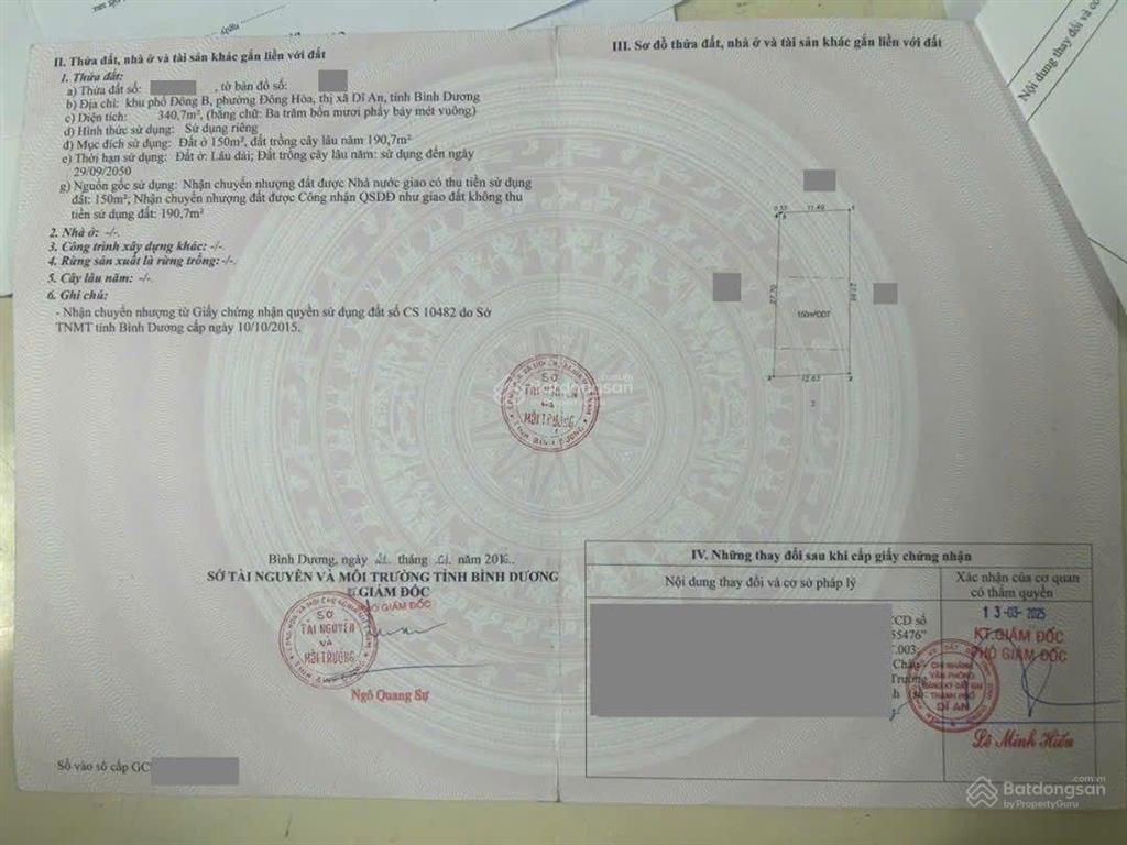 Đất biệt thự 340,7m2 ngang 12,8m gần bigc go, phường đông hòa tp dĩ an. (p. đông hòa tphcm)
